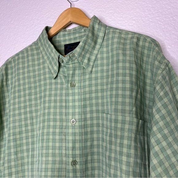 Indigo Palms‎ Tommy Bahama Linen Blend Green Checkered Short Sleeve Button Down - Picture 4 of 11
